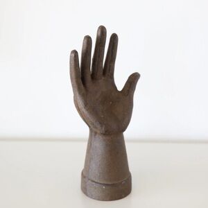 VINTAGE Cast Iron Hand Sculpture Home Accent Jewelry Holder Paperweight